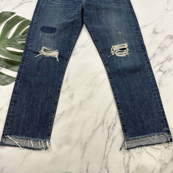 Point Sur Denim J.Crew Shoreditch Straight Leg Jeans Size 28 Raw Hem Distressed - Picture 4 of 10